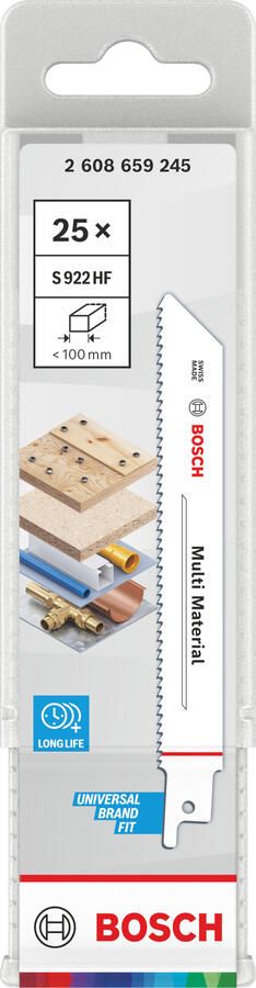 Bosch accessoires Line S922HF Multi Material compact Reciprozaagblad | 25x 2608659245