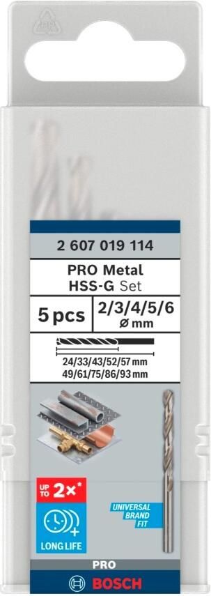 Bosch Accessoires PRO Metal HSS-G spiraalboorset | 5-delig 2607019114