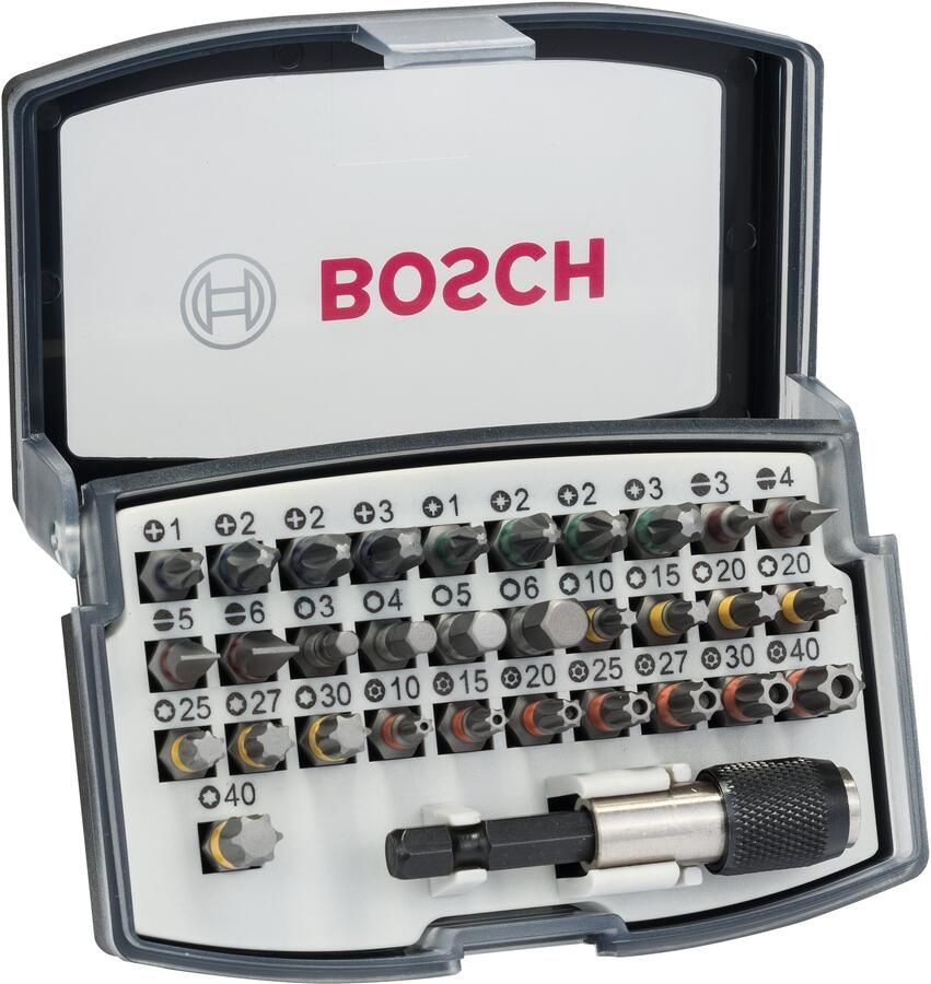 Bosch Accessoires Sets Prof (32-delige set schroefbit PH1-PH2 (2x)-PH3 PZ1-PZ2 (2x)-PZ3 HEX3-HEX4-HEX5-HEX6 T10-T15-T20-T20-T25-T27-T30-T40)