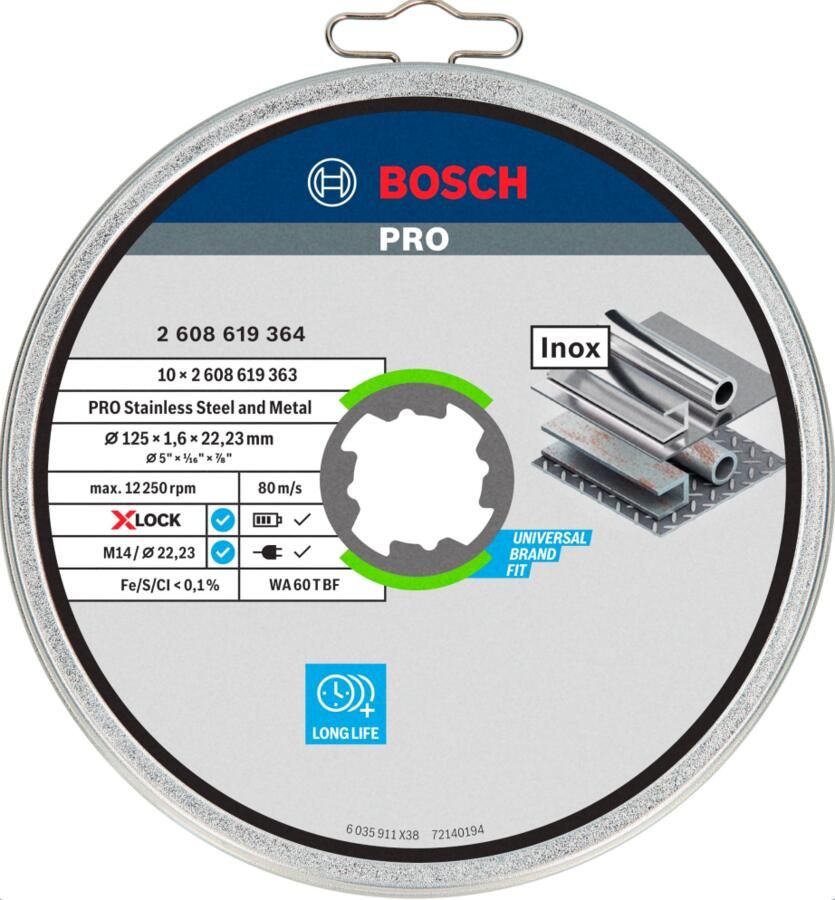 Bosch Accessoires Slijpschijf X-Lock Sfinox 10X125X1.6 mm 2608619364