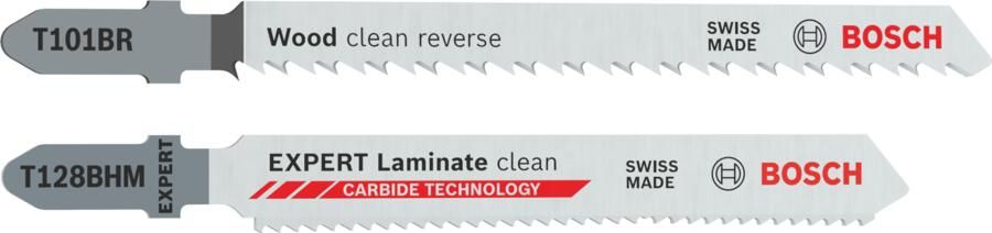 Bosch Accessoires T101 BR Clean for Wood 25x + T128BHM EXPERT Laminate clean 1x Decoupeerzaagblad 2608665463