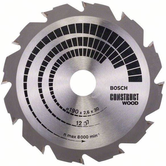 Bosch Accessoires Cirkelzaagblad Construct Wood 190 x 30 x 2 6 mm 12 1st 2608640633