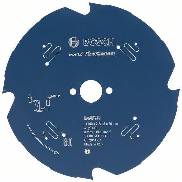 Bosch Accessoires Cirkelzaagblad Expert for Fiber Cement 140X20X1.8 1.3X4 2608644120