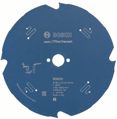 Bosch Accessoires Cirkelzaagblad Expert for Fiber Cement 190X20X2.2 1.6X4 2608644124