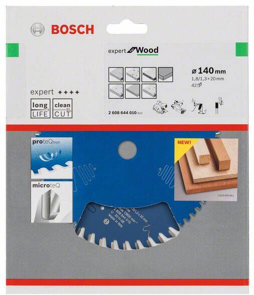 Bosch Accessoires Cirkelzaagblad expert for Wood 140x20x1.8 1.3x42 T 2608644010