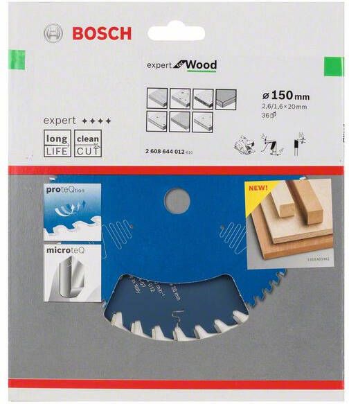 Bosch Accessoires Cirkelzaagblad expert for Wood 150x20x2.6 1.6x36 T 2608644012