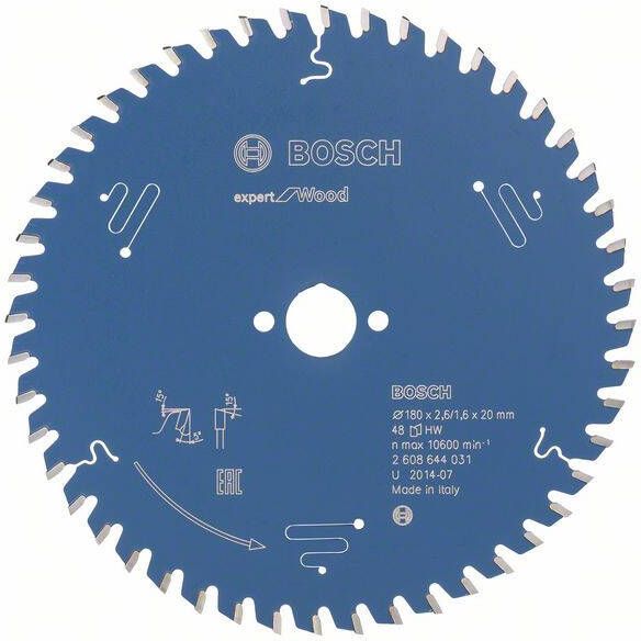 Bosch Accessoires Cirkelzaagblad expert for Wood 180x20x2.6 1.6x48 T 2608644031