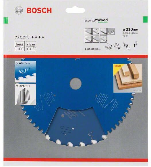 Bosch Cirkelzaagblad expert for Wood 210x30x2.8 1.8x30 T