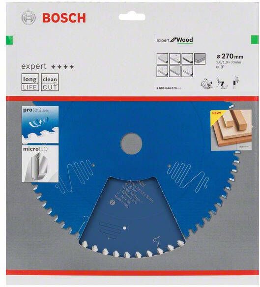 Bosch Accessoires Cirkelzaagblad expert for Wood 270x30x2.8 1.8x60 T 2608644070