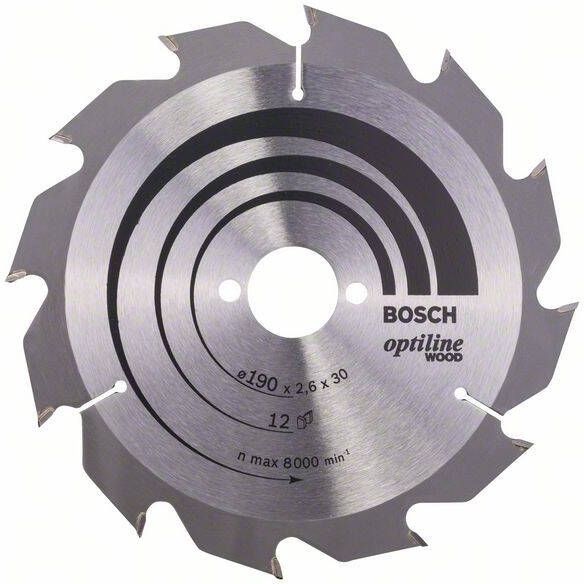 Bosch Accessoires Cirkelzaagblad Optiline Wood 190 x 30 x 2 6 mm 12 1st 2608641187