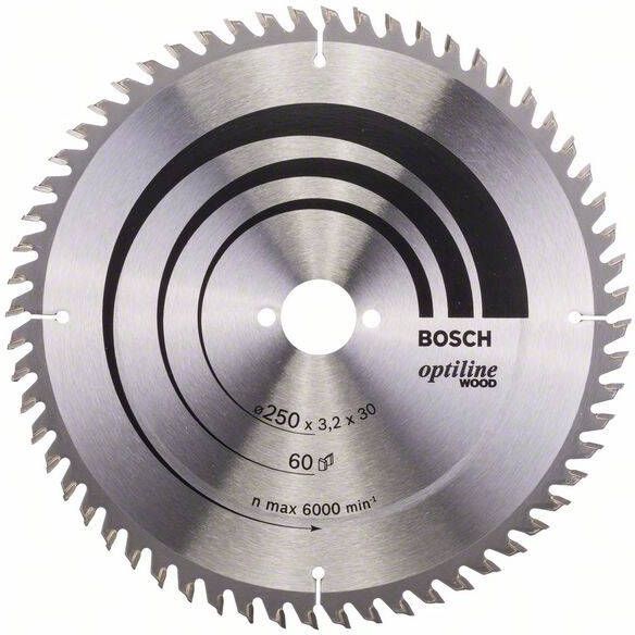 Bosch Accessoires Cirkelzaagblad Optiline Wood 250 x 30 x 3 2 mm 60 1st 2608640665