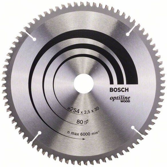 Bosch Accessoires Cirkelzaagblad Optiline Wood 254 x 30 x 2 5 mm 80 1st 2608640437