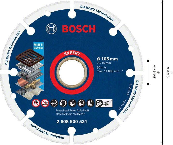 Bosch Accessoires Diamantmetaalschijf | 105 x 20 16 mm 2608900531