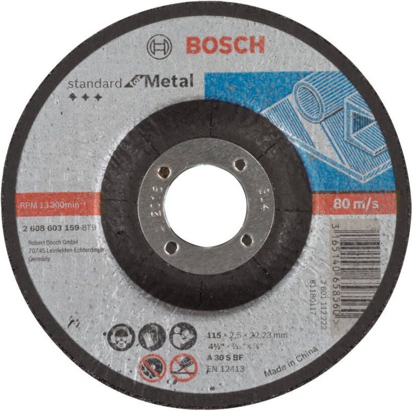 Bosch Accessoires Doorslijpschijf gebogen Standard for Metal A 30 S BF 115 mm 22 23 mm 2 5 mm 1 stuks 2608603159