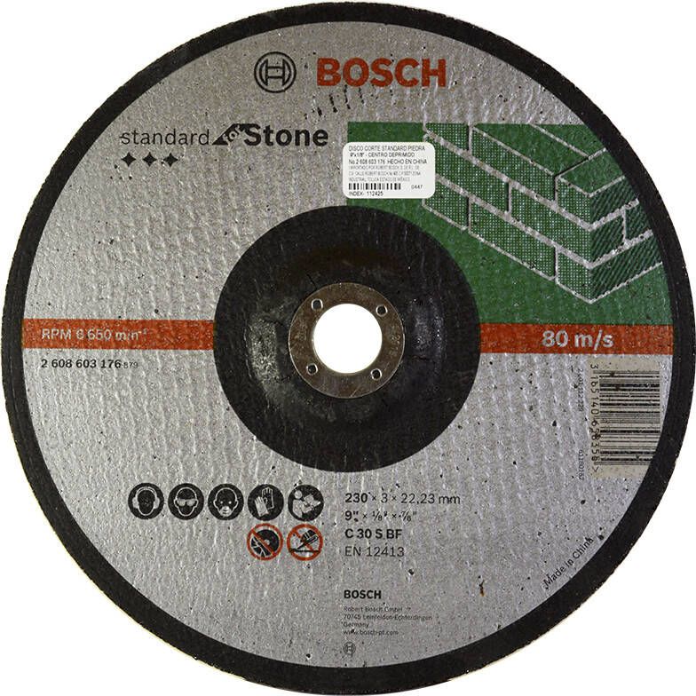 Bosch Accessoires Doorslijpschijf gebogen Standard for Stone C 30 S BF 230 mm 22 23 mm 3 0 mm 1 stuks 2608603176