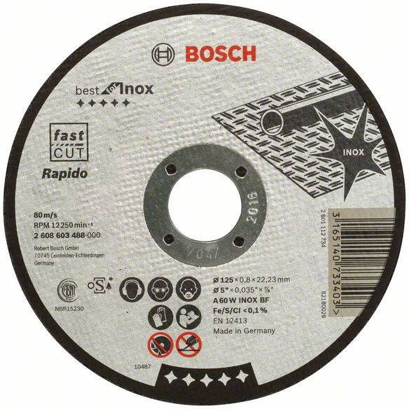 Bosch Accessoires Doorslijpschijf recht Best for Inox Rapido A 60 W INOX BF 125 mm 22 23 mm 0 8 mm 1st 2608603488