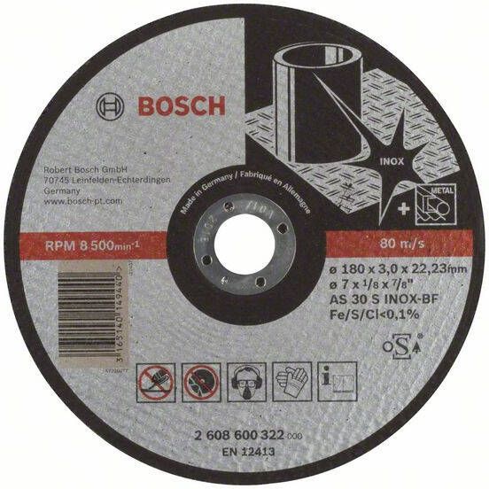 Bosch Accessoires Doorslijpschijf recht Expert for Inox AS 30 S INOX BF 180 mm 22 23 mm 3 0 mm 1 stuks 2608600322