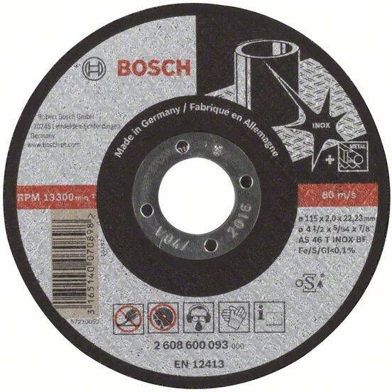 Bosch Accessoires Doorslijpschijf recht Expert for Inox AS 46 T INOX BF 115 mm 22 23 mm 2 0 mm 1 stuks 2608600093