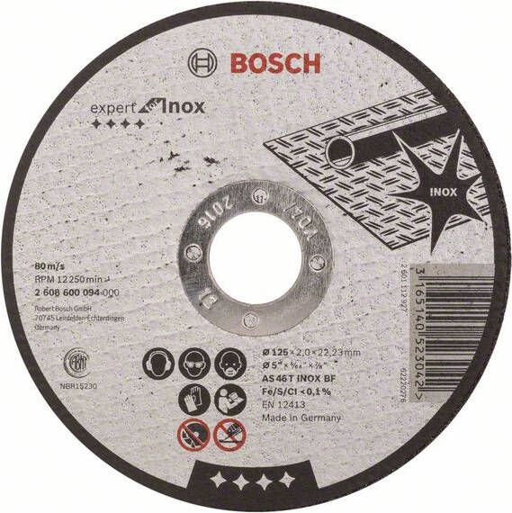 Bosch Accessoires Doorslijpschijf recht Expert for Inox AS 46 T INOX BF 125 mm 22 23 mm 2 0 mm 1 stuks 2608600094