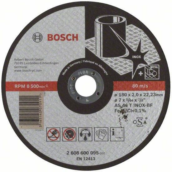 Bosch Accessoires Doorslijpschijf recht Expert for Inox AS 46 T INOX BF 180 mm 22 23 mm 2 0 mm 1 stuks 2608600095