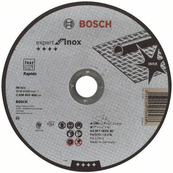 Bosch Accessoires Doorslijpschijf recht Expert for Inox Rapido AS 46 T INOX BF 180 mm 22 23 mm 1 6 mm 1st 2608603406