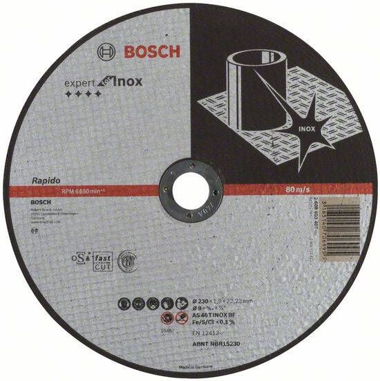 Bosch Doorslijpschijf recht Expert for Inox Rapido AS 46 T INOX BF 230 mm 22 23 mm 1 9 mm 25 stuks