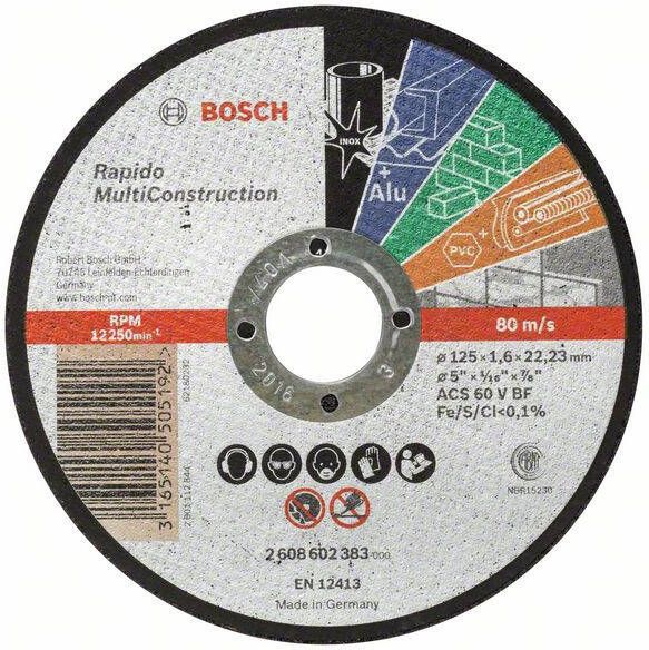 Bosch Accessoires Doorslijpschijf recht Rapido Multi Construction ACS 46 V BF 125 mm 22 23 mm 1 6 mm 25 stuks 2608602383
