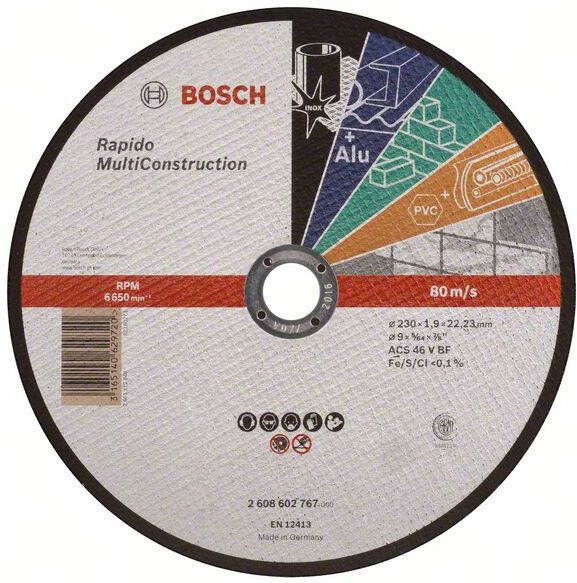 Bosch Accessoires Doorslijpschijf recht Rapido Multi Construction ACS 46 V BF 230 mm 22 23 mm 1 9 mm 1 stuks 2608602767