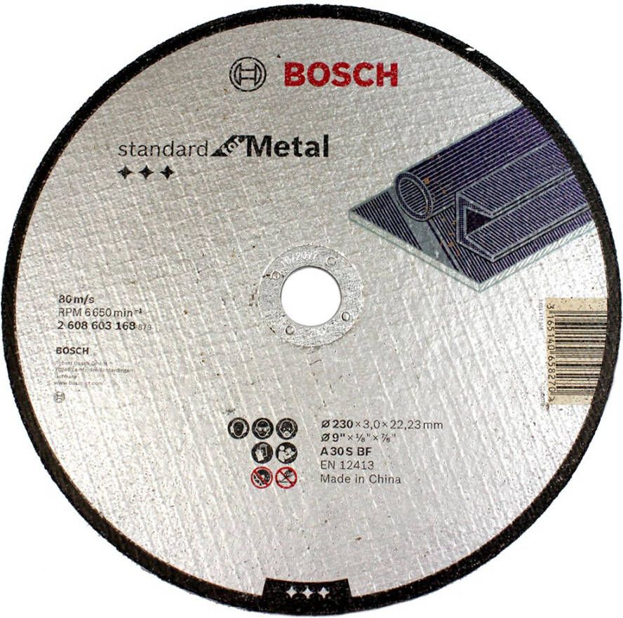 Bosch Accessoires Doorslijpschijf recht Standard for Metal A 30 S BF 180 mm 22 23 mm 3 0 mm 1 stuks 2608603167