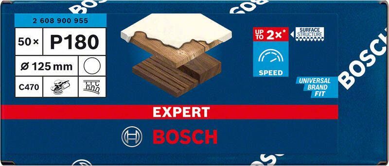 Bosch Accessoires Expert C470 schuurpapier voor excenterschuurmachines 125 mm geen gaten K180 50-delig 2608900955