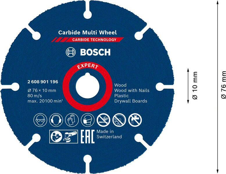 Bosch Accessoires Expert Carbide Multi Wheel doorslijpschijf 76 mm 1 mm 10 mm 1 stuk(s) 2608901196