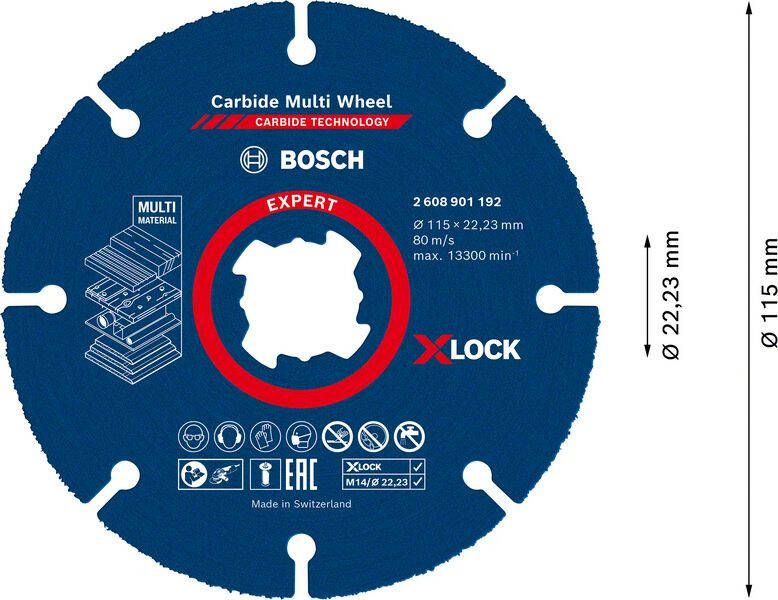 Bosch Accessoires Expert Carbide Multi Wheel X-LOCK doorslijpschijf 115 mm 1 mm 22 23 mm 1 stuk(s) 2608901192