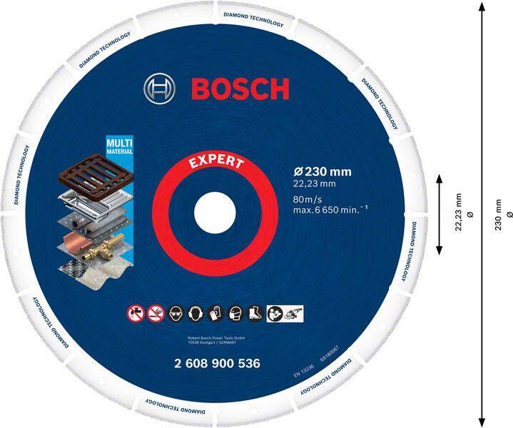 Bosch Accessoires Expert Diamond Metal Wheel grote doorslijpschijf 230 x 22 23 mm 1 stuk(s) 2608900536