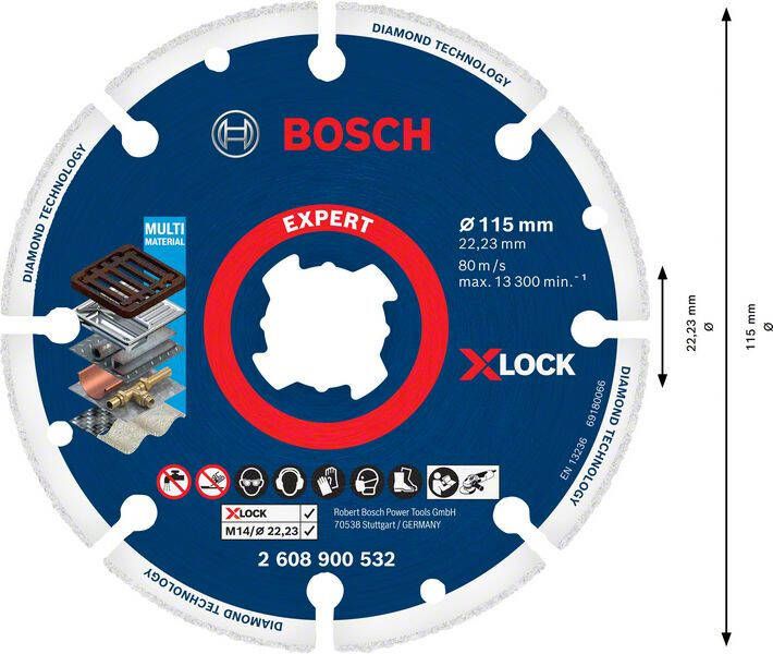 Bosch Accessoires Expert Diamond Metal Wheel X-LOCK doorslijpschijf 115 x 22 23 mm 1 stuk(s) 2608900532