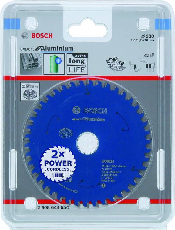 Bosch Expert for Aluminium cirkelzaagblad voor accuzagen 120x1 8 1 2x20 T42 1 stuk(s) 2608644534