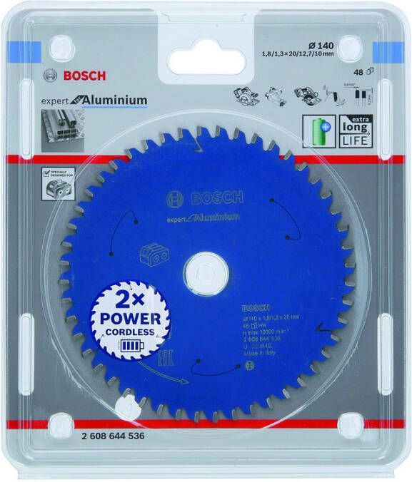 Bosch Expert for Aluminium cirkelzaagblad voor accuzagen 140x1 8 1 3x20 T48 1 stuk(s) 2608644536