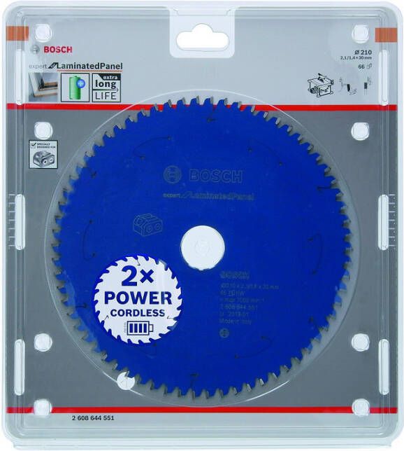 Bosch Expert for Laminated Panel cirkelzaagblad voor accuzagen 210x2 1 1 4x30 T66 1 stuk(s) 2608644551