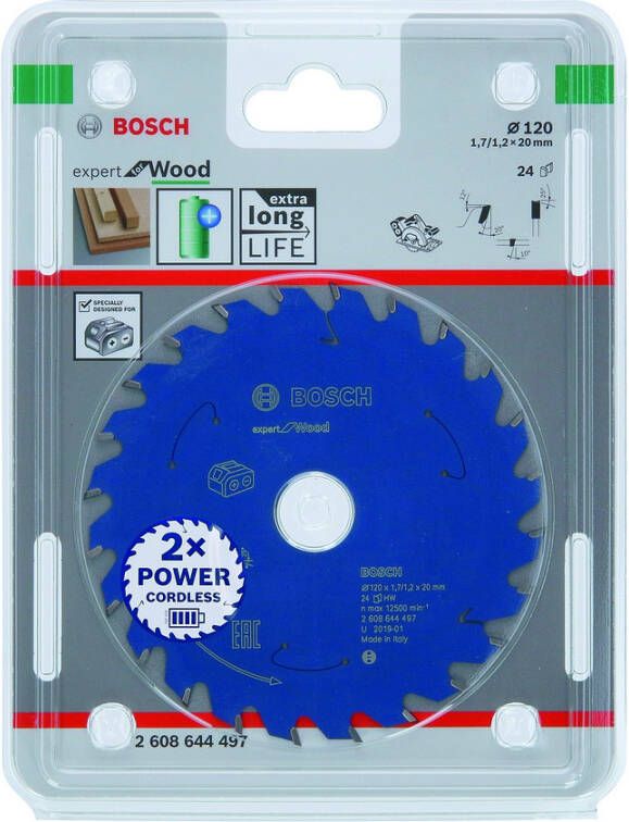Bosch Accessoires Expert for Wood cirkelzaagblad voor accuzagen 120x1 7 1 2x20 T24 1 stuk(s) 2608644497