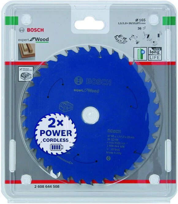 Bosch Expert for Wood cirkelzaagblad voor accuzagen 165x1 5 1x20 T36 1 stuk(s) 2608644508