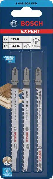 Bosch Accessoires Expert 'Wood 2-side clean' decoupeerzaagbladenset 3-delig 1 stuk(s) 2608900559