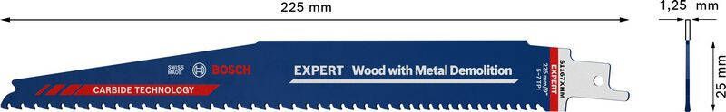 Bosch Accessoires Expert 'Wood with Metal Demolition' S 1167 XHM reciprozaagblad 1 stuk 1 stuk(s) 2608900398