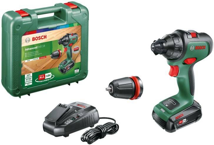 Bosch Groen Advanced Drill 18 Accu Schroefboormachine | 2 standen | 18V | 2 5 Ah accu + lader | In transportkoffer 06039B5005