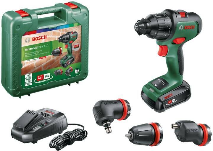 Bosch Groen AdvancedImpact 18 Accu Klopboorschroevendraaier met 2 standen | Set | 18V | 2 5 Ah accu + lader | In transportkoffer 06039B510A