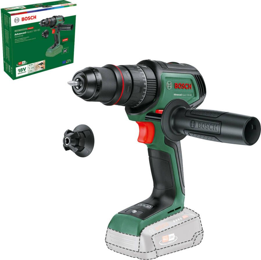 Bosch Groen AdvancedImpact 18V-80 QuickSnap | Accu Klopboormachine | Zonder accu en lader | In doos 06039E2100