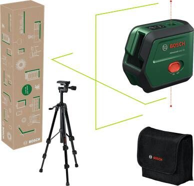 Bosch Groen AdvancedLevel 2G Set Kruislijnlaser | Geïntegreerde Li-ion batterij + Opbergetui + Statief 1 2 m 0603663GZ1