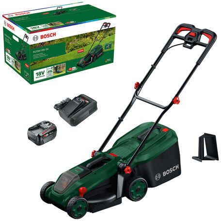 Bosch Groen Accumaaier Rotak 18V-34 | Incl. 1 x 18 V Li-Ion accu (4 0 Ah) + AL18V-44 lader + Mulchplug 06008B9N00