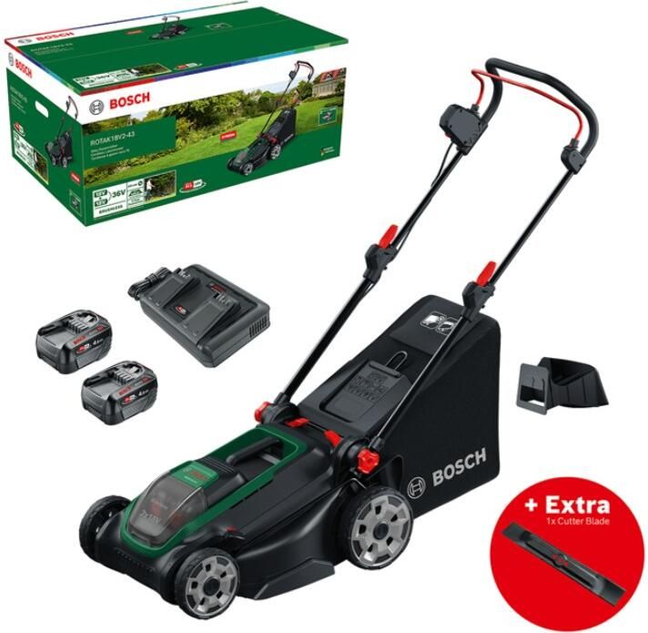 Bosch Groen Accumaaier Rotak 18V2-42 | Incl. 2x 4 0Ah en lader 06008B9L02