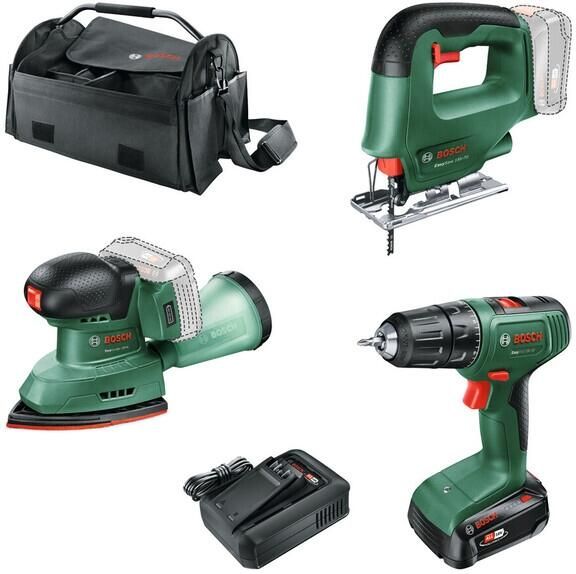 Bosch Groen Accutoolkit Combipack EasyDrill 18V-40 + EasySaw 18V-70 + EasySander 18V-8 | Inclusief 1x 18V 2 5 Ah + Lader | In Tas 0615A500AA
