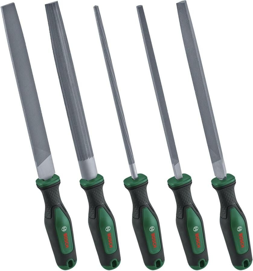 Bosch Groen Files set 5-piece (Vijlenset 200mm 5 stuks: platte vijl halfronde vijl ronde vijl vierkante vijl driehoekige vijl)) 1600A02ZB0