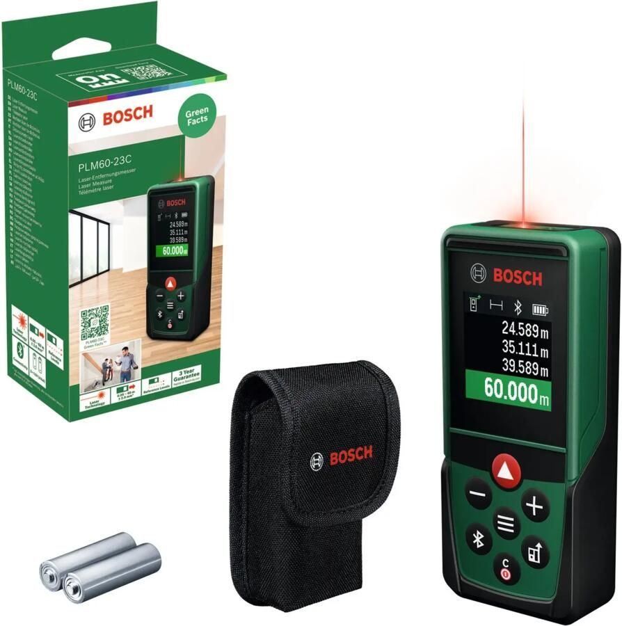 Bosch Groen PLM 60-23C Laserafstandsmeter | inclusief opbergetui 0603672P00